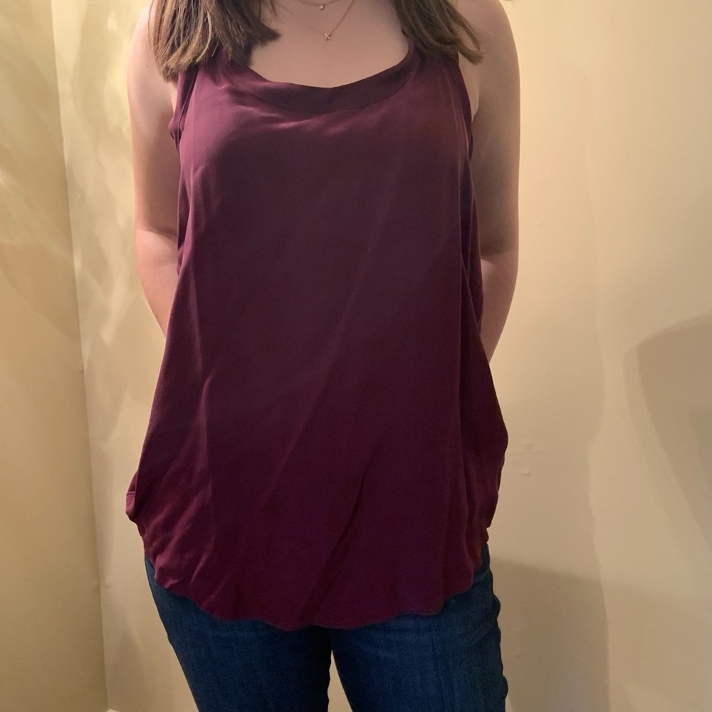 Brand New Chaser Burgundy Open Back Silk Tank